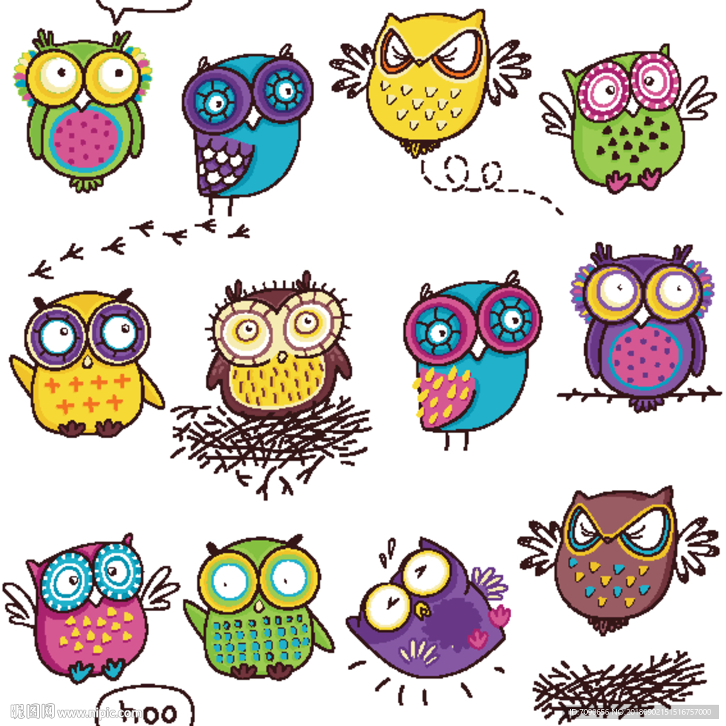 卡通可爱猫头鹰