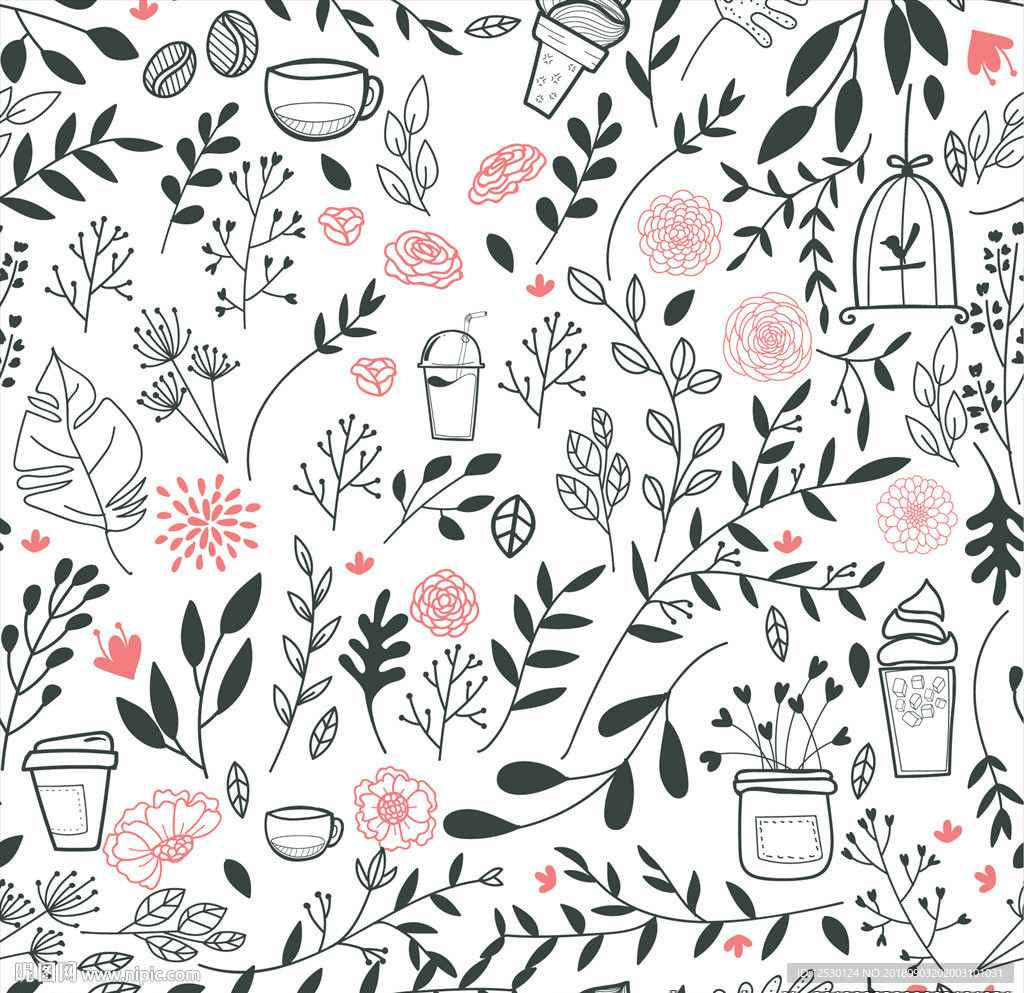 绿色植物花朵天然化妆品背景