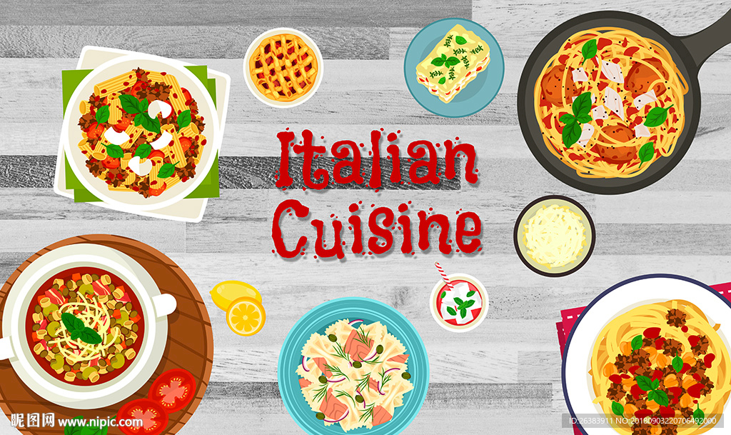 意大利美食餐厅背景墙