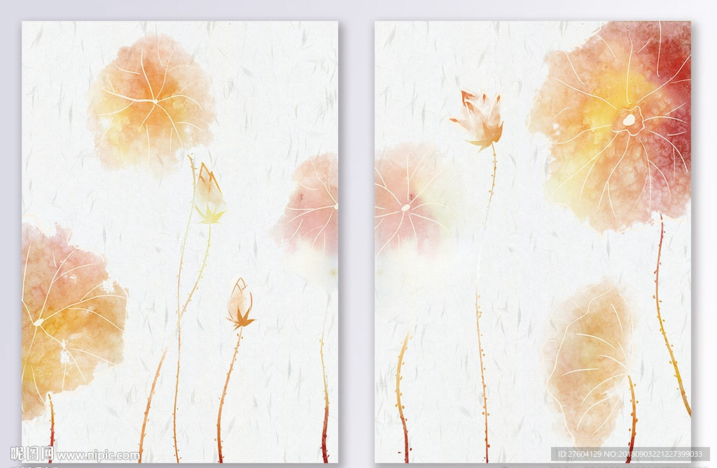 中国风荷花荷叶装饰画