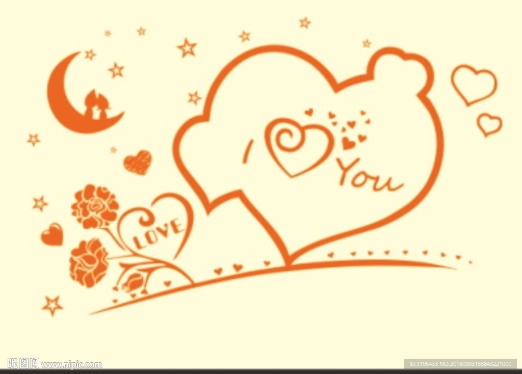 心形 爱情 星星 硅藻泥矢量图