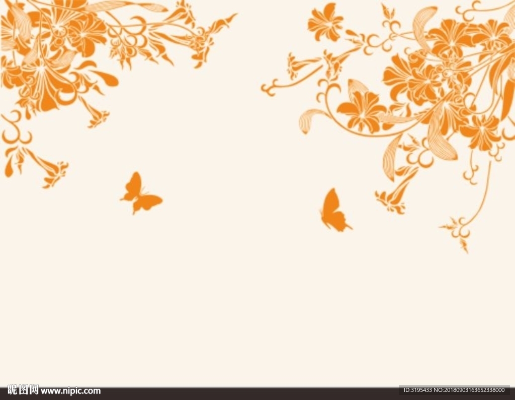 对角花 蝴蝶花 硅藻泥矢量图