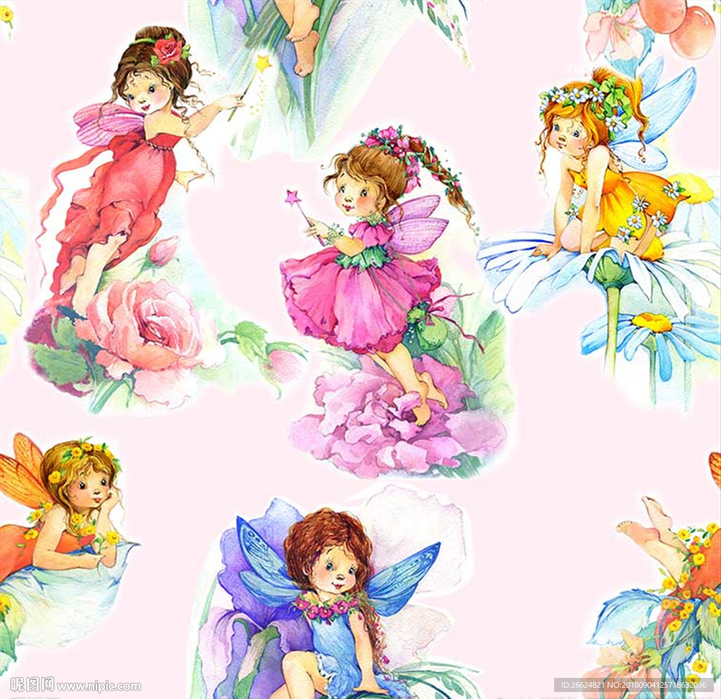 服装手绘天使仙女图案素材