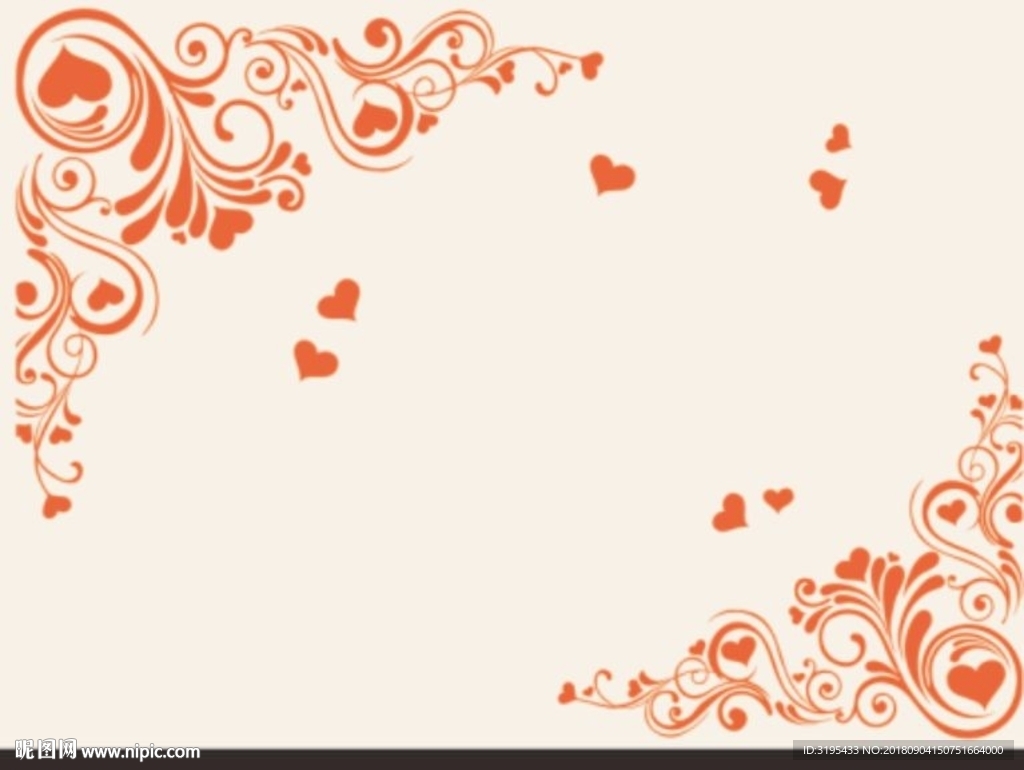 心形对角花 爱情图案 硅藻泥图