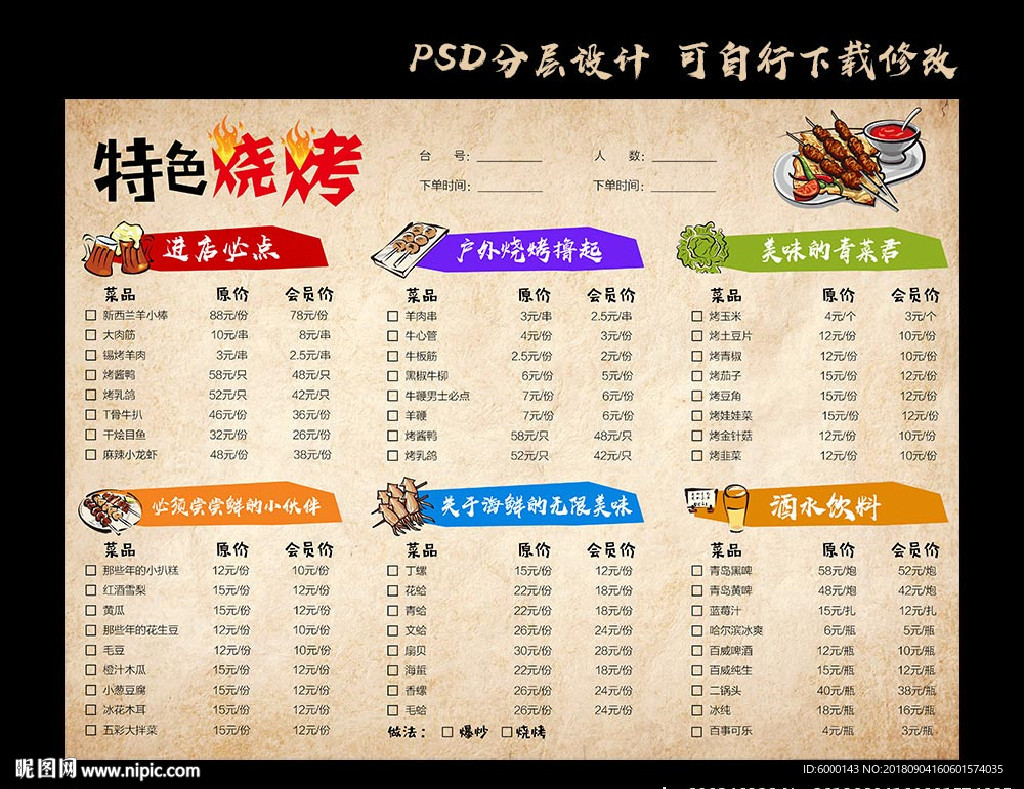烧烤菜单