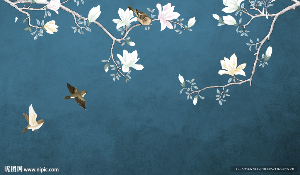 三条屏 花鸟画 花鸟挂画