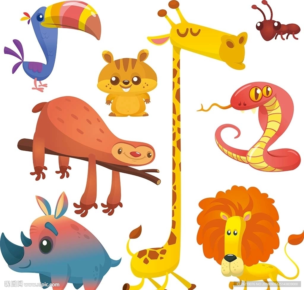 可爱卡通动物矢量素材