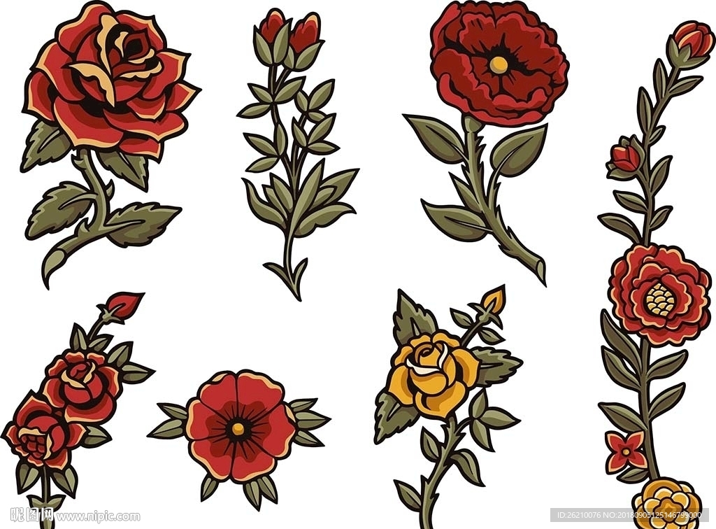 手绘鲜花矢量插画素材