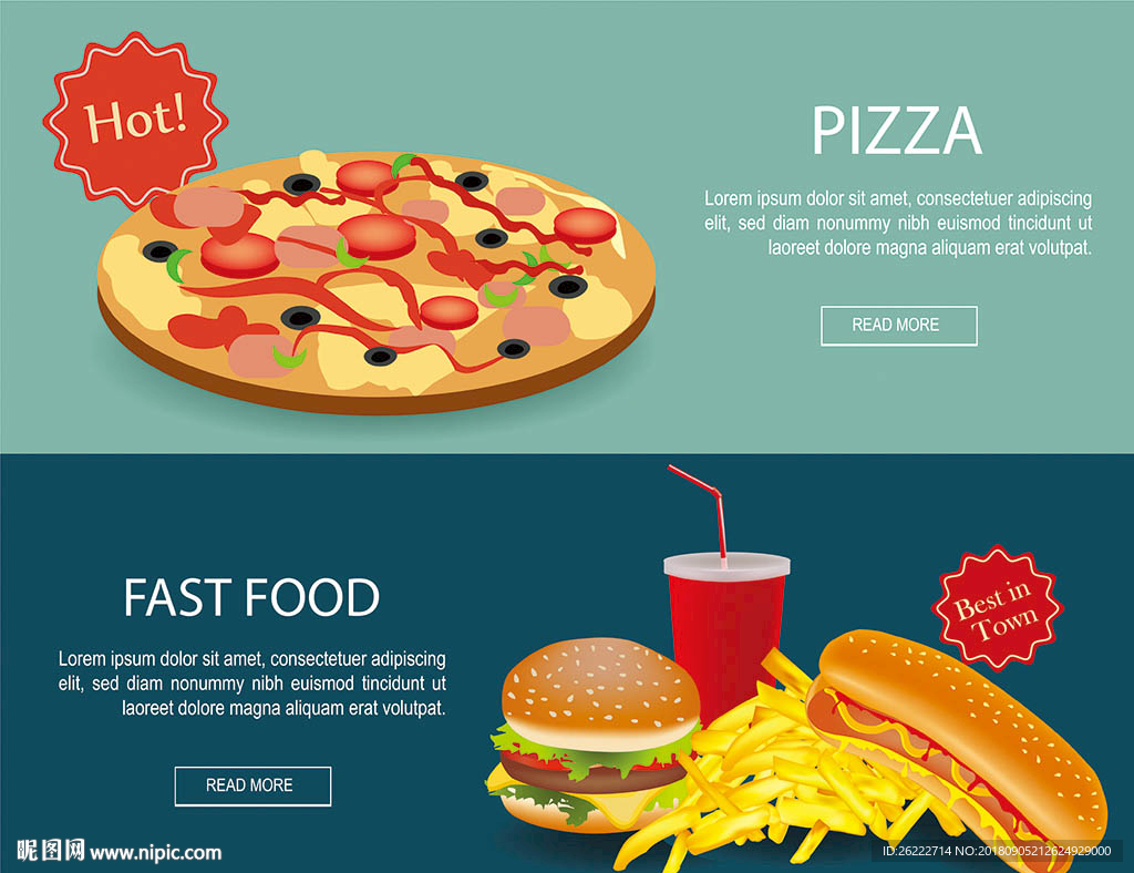 披萨快餐BANNER插画素材