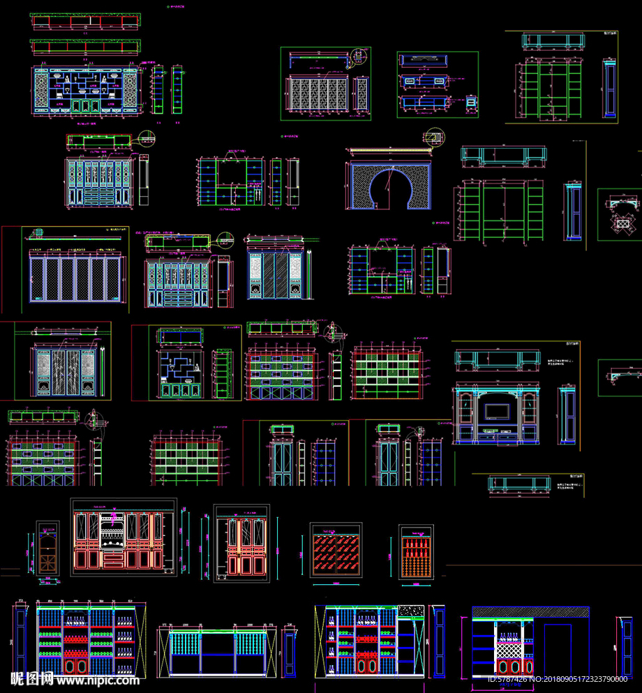 中式实木酒柜图纸