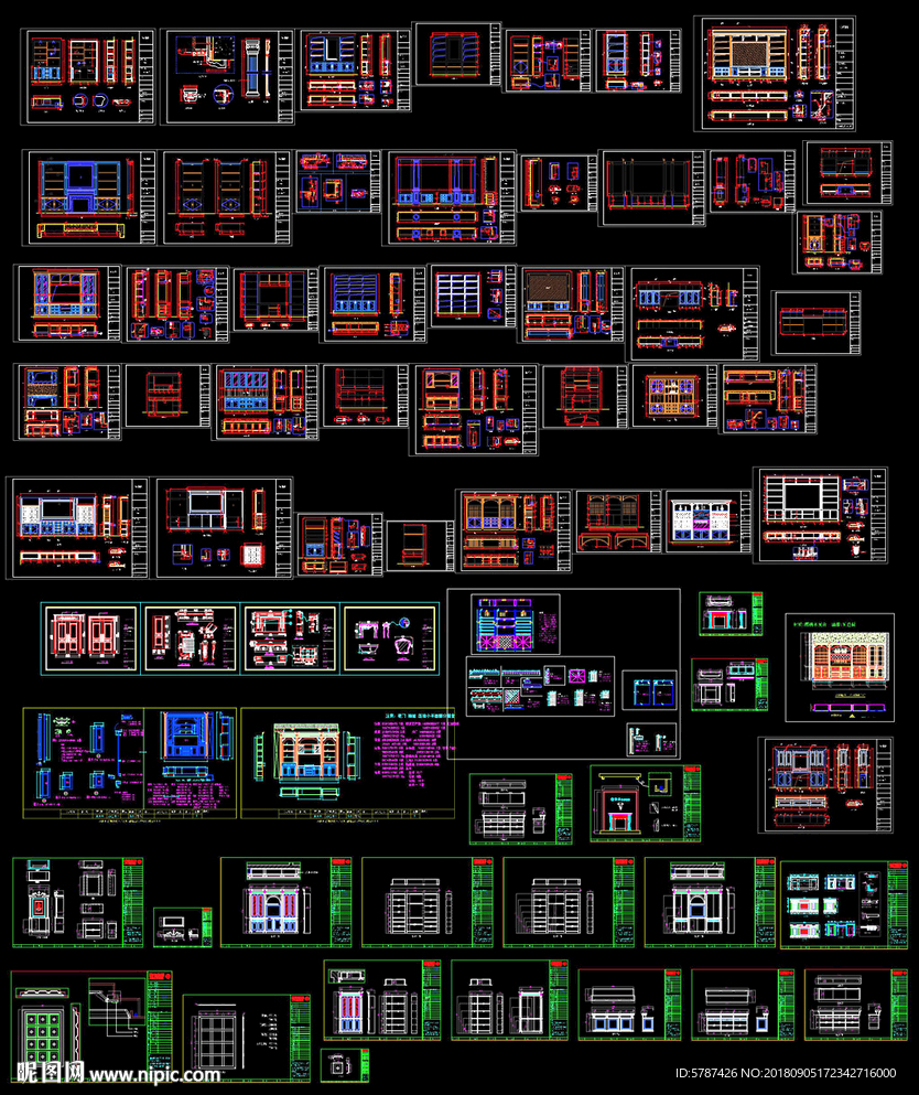 实木家具酒柜cad图库合集