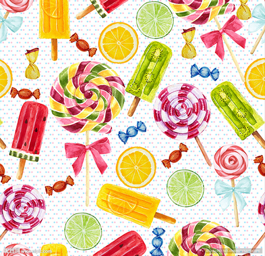 手绘棒棒糖雪糕冰淇淋糖果图案