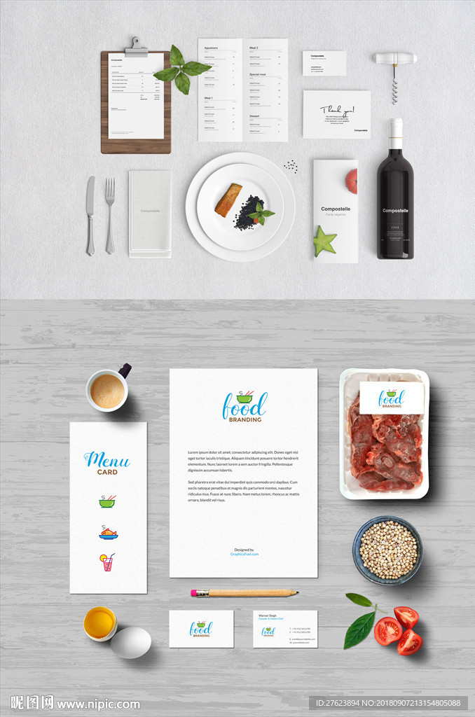 餐饮VI样机贴图模板