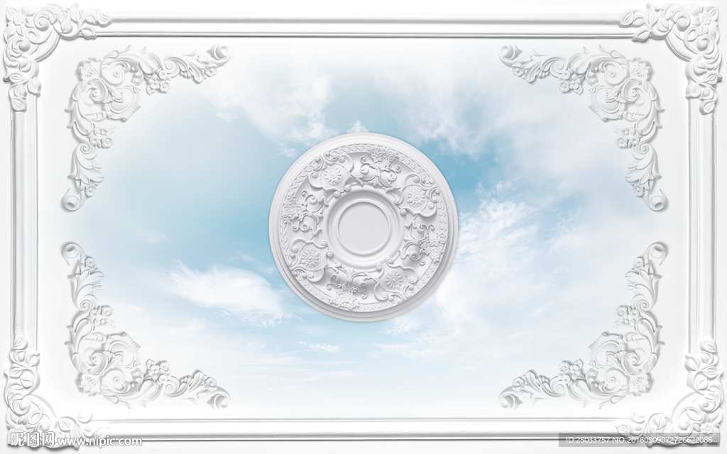 3D立体石膏欧式天顶背景底纹素