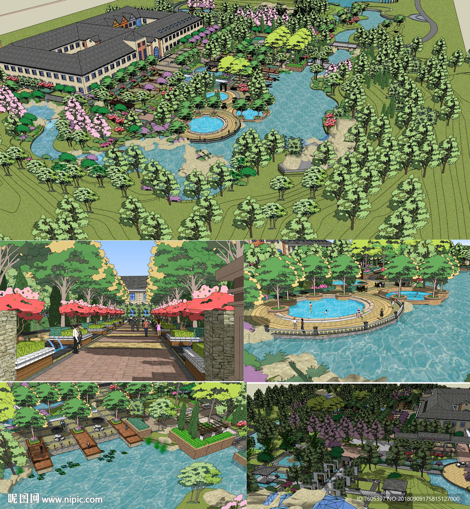 景观园林度假村旅游城生态温泉池