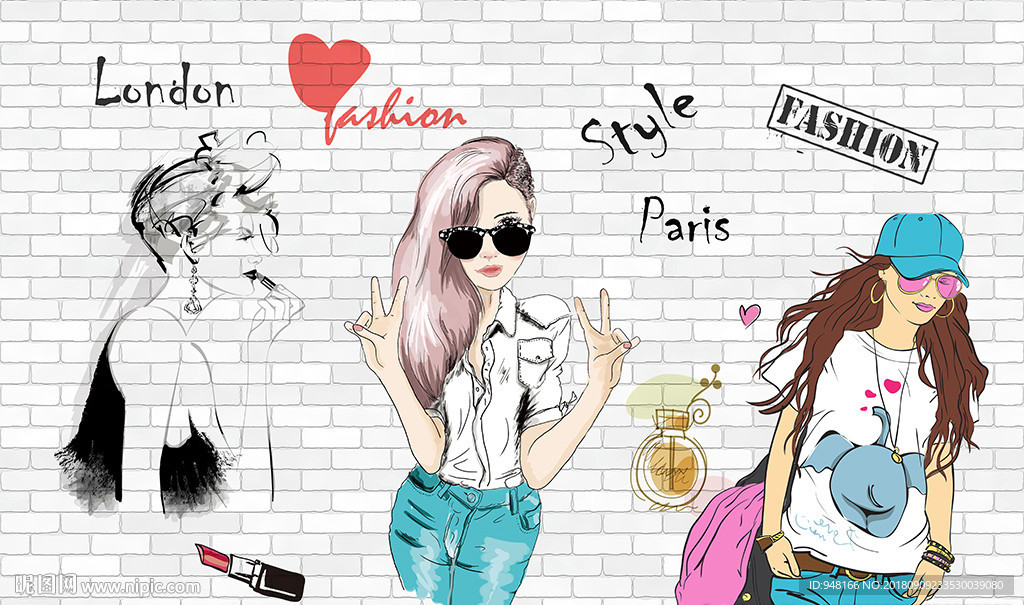 时尚美女服装背景墙装饰画