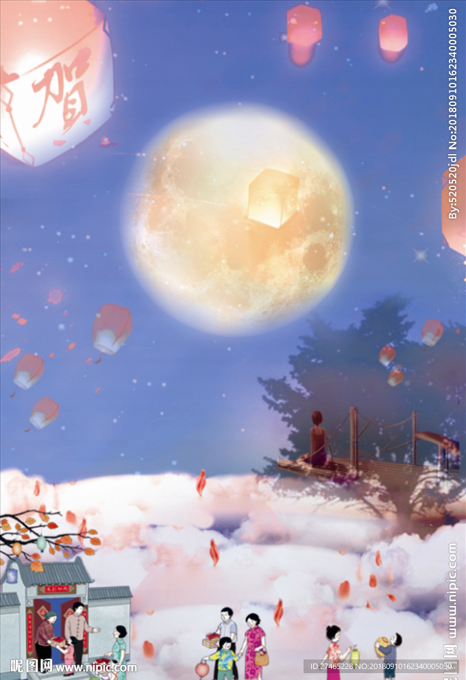 传统中秋月亮海报背景