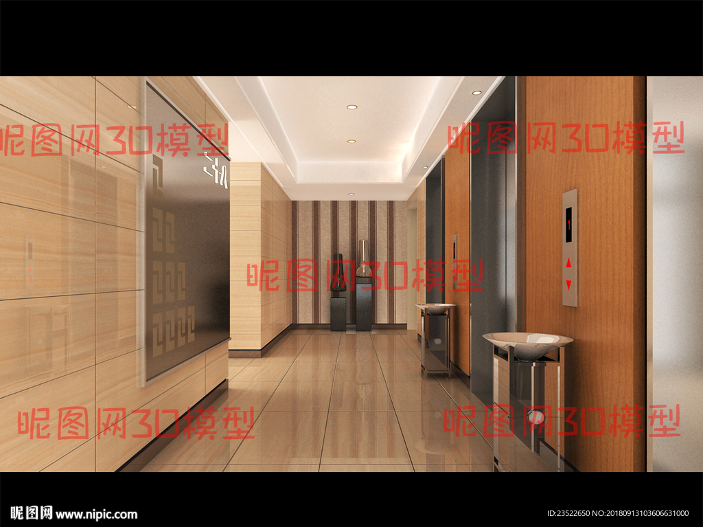写字楼大堂电梯间动画场景