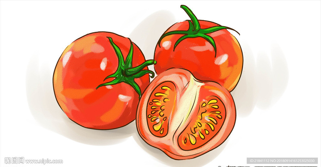 手绘番茄西红柿