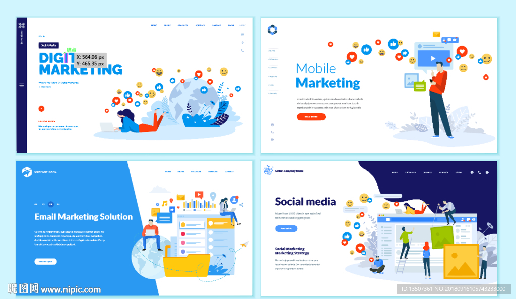 手绘网上购物插画设计AI矢量图