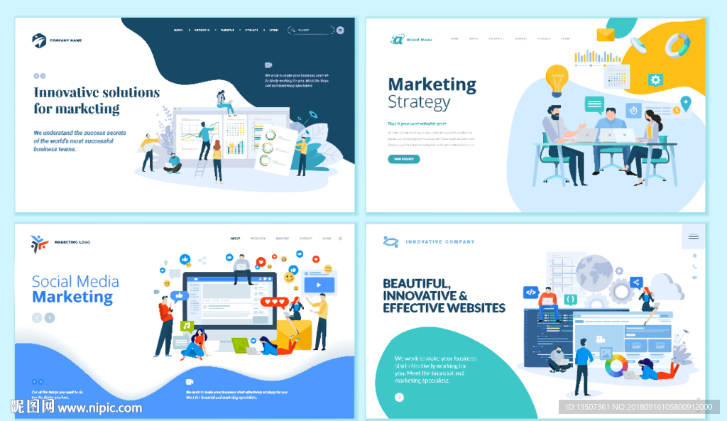 手绘科技公司插画设计AI矢量图