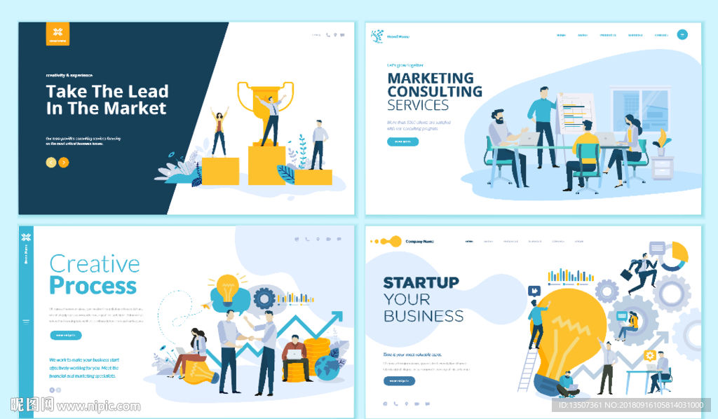 手绘销售冠军插画设计AI矢量图