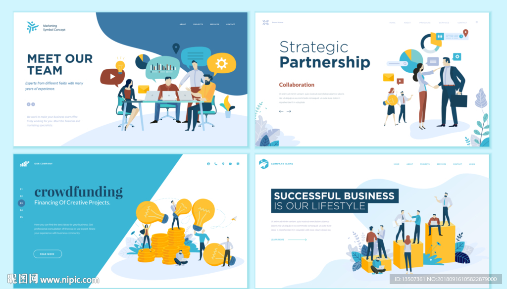 手绘大气商务插画模板设计AI