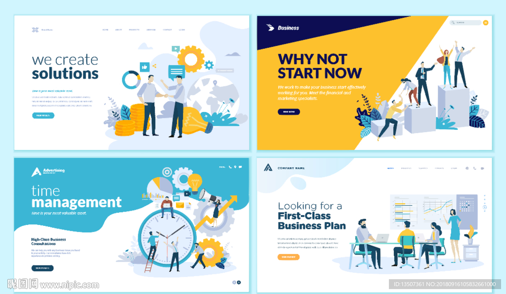 创意手绘主页插画设计AI矢量图