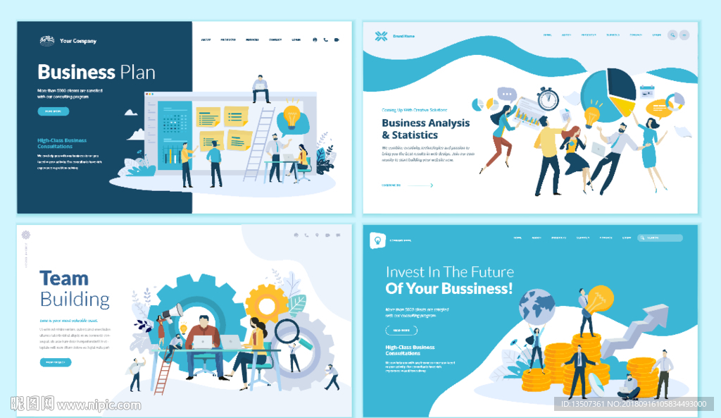 手绘创意商务风网页模板设计