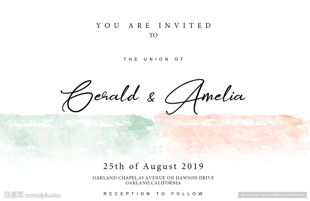 手绘婚礼邀请卡  小清新婚礼