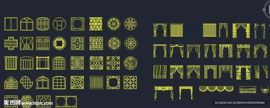 立面窗 窗帘 CAD图块