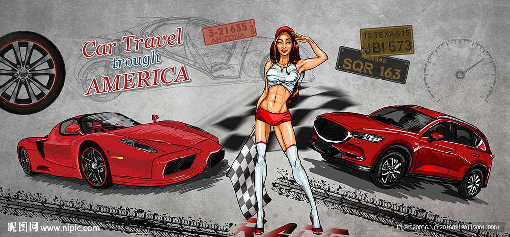 汽车主题装饰画背景墙