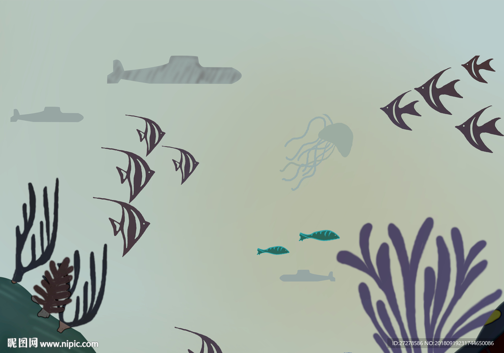 卡通装饰画 海底世界