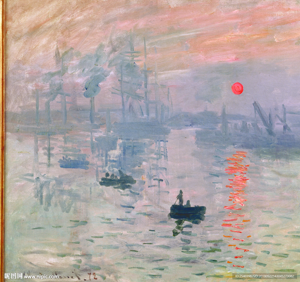 船 孤舟 日出 日落 油画 渔