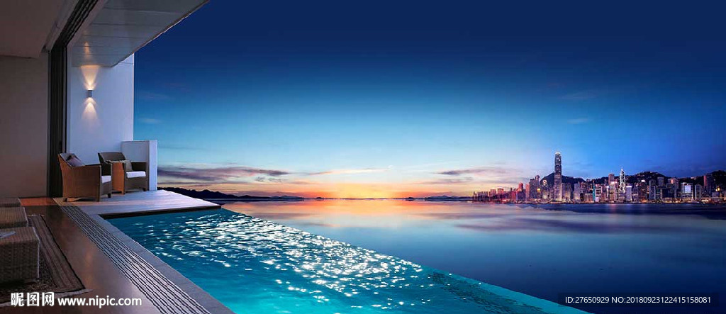 阳台  泳池  江岸