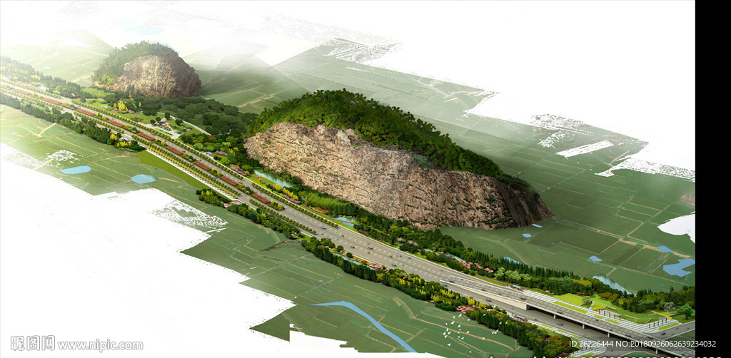 苏州园林-道路鸟瞰绿化