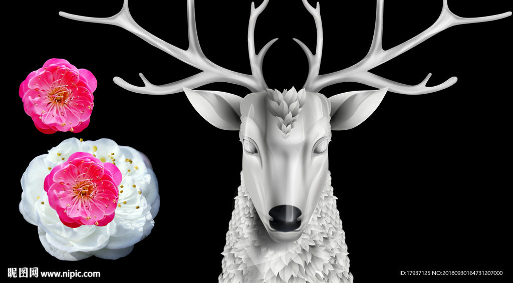 鹿 头鹿角圣诞  图腾 动物