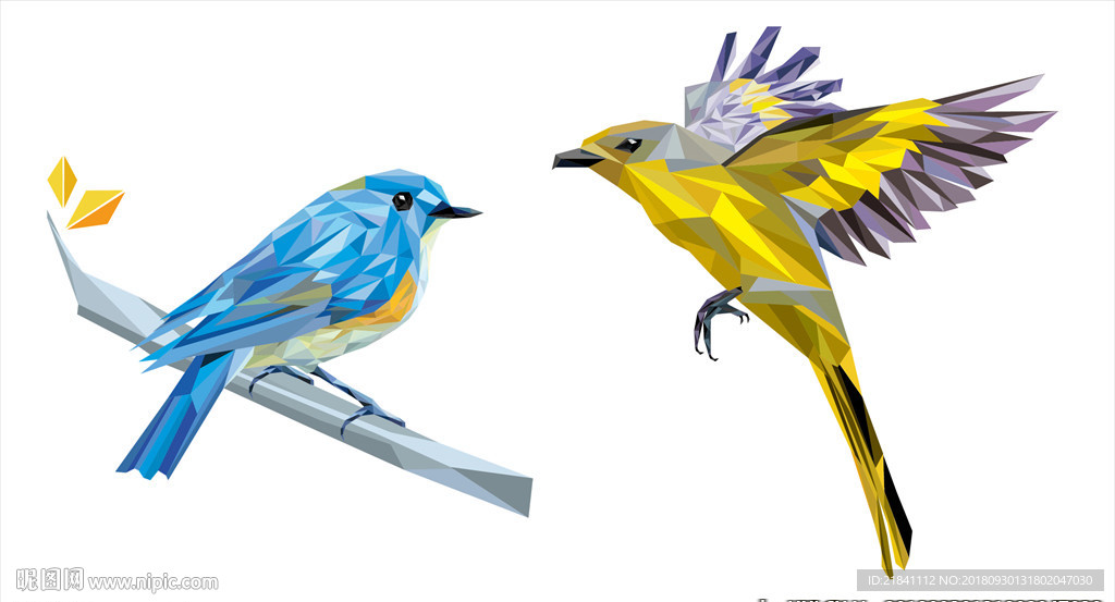 几何色块拼接小鸟