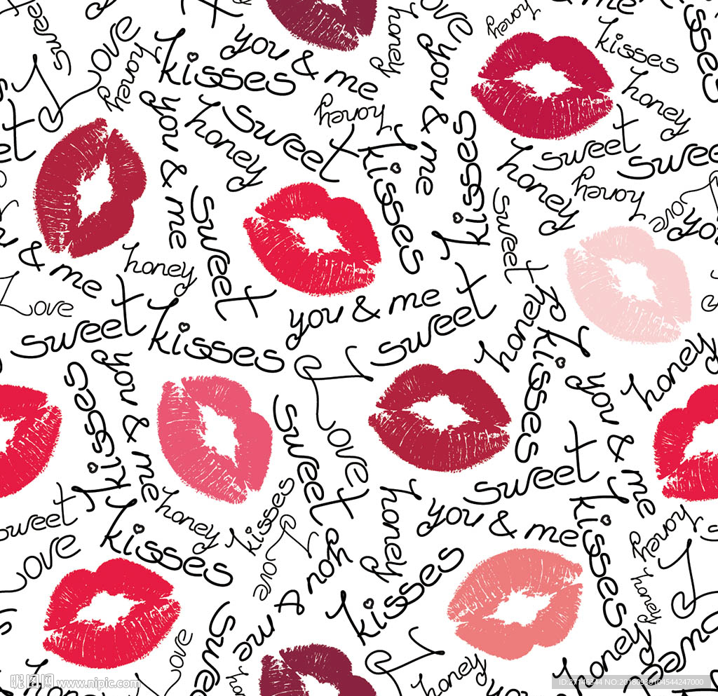 嘴唇矢量无缝图案