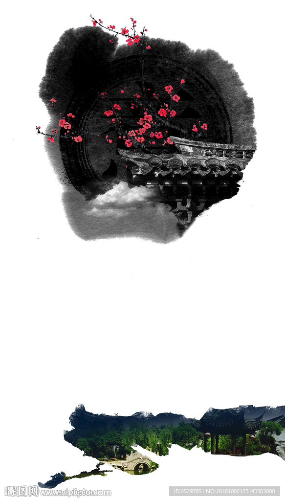 梅花 屋檐 山  广告素材