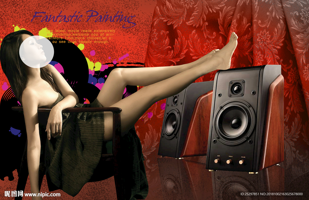 音响 美女 素材