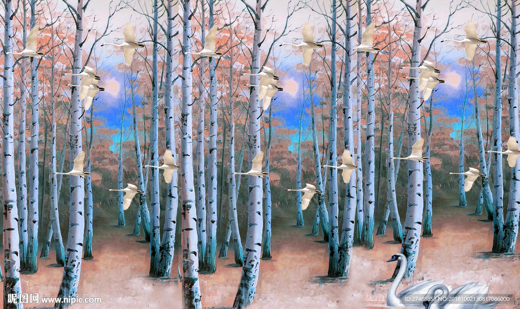 风景油画背景墙