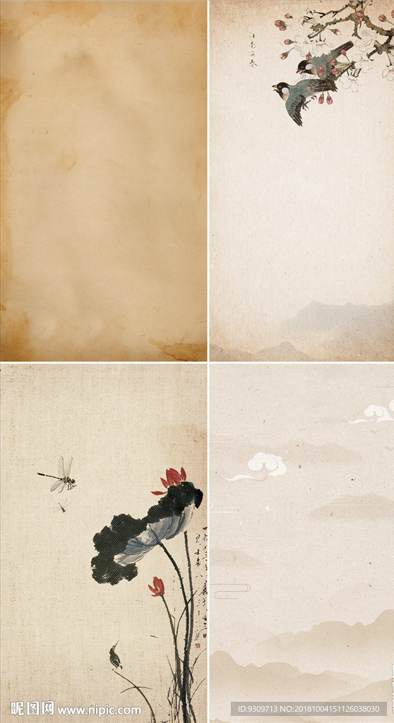 古风 古典 中国风 背景 花鸟