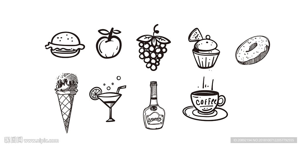 西餐矢量线条图