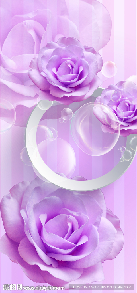 时尚温馨鲜花3D玄关背景