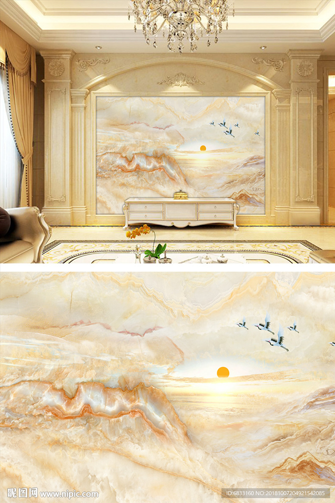 大理石电视背景墙