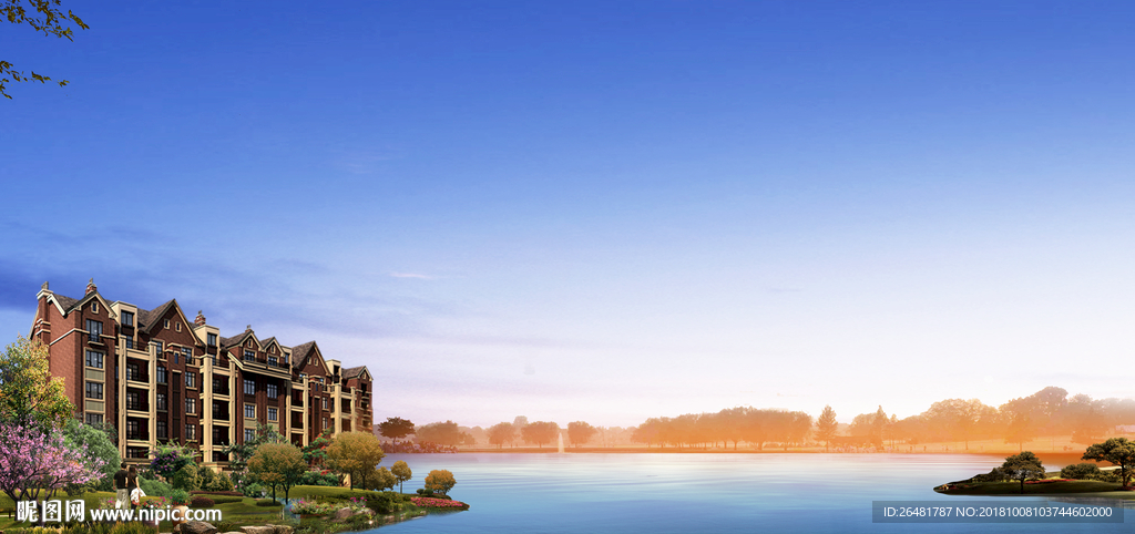 湖景别墅画面