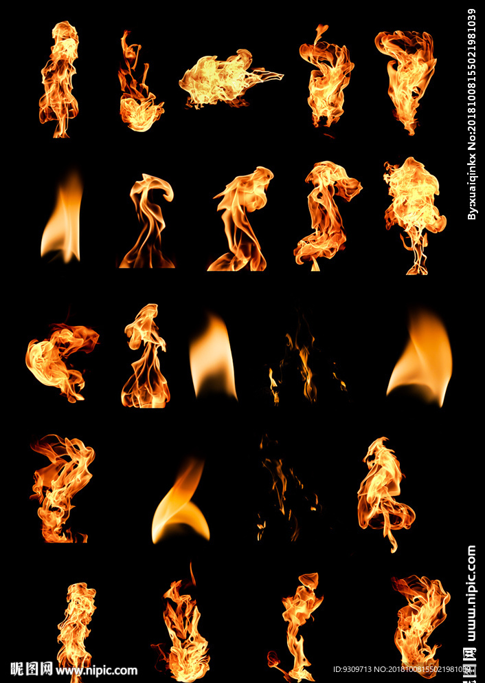原创大火燃烧的火焰烈火火苗火圈