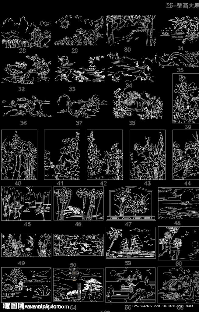 风景玻璃雕刻画