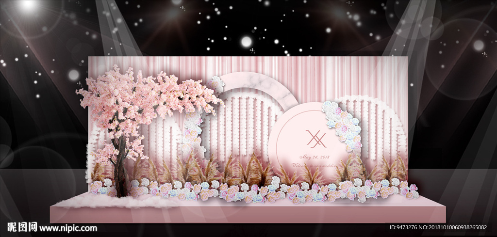 粉色樱花主题婚礼仪式区